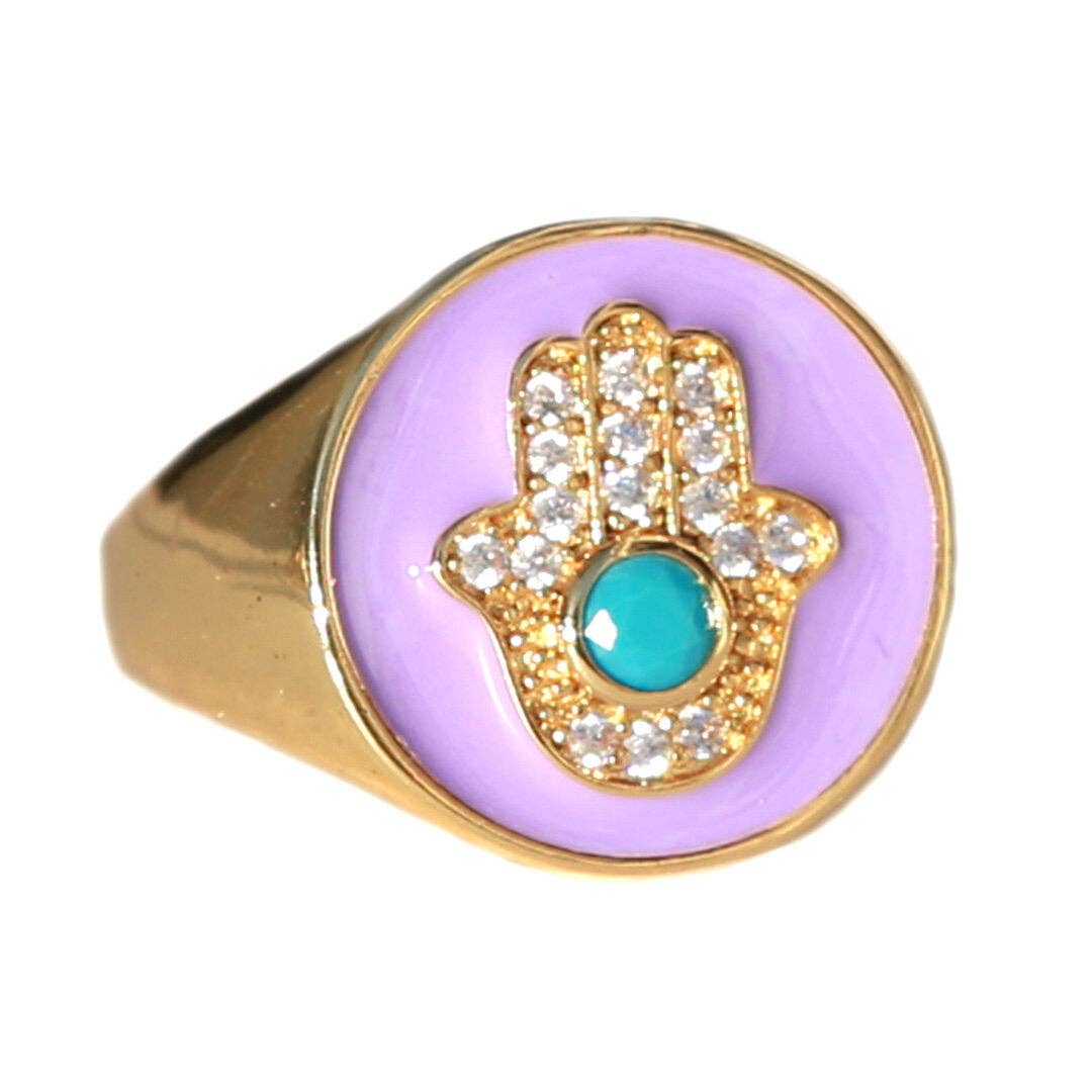 Ring Hamsa lila