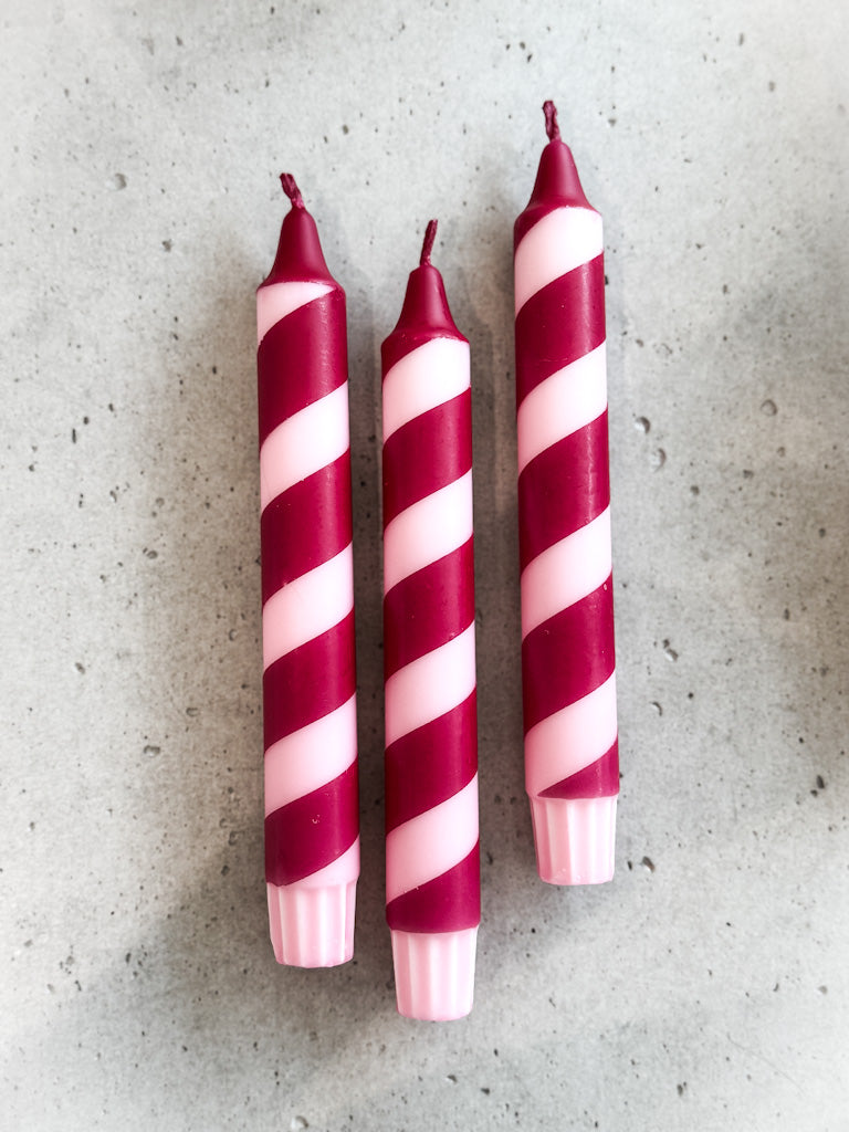 Dip Dye Kerze | Swirl bordeaux-rosa