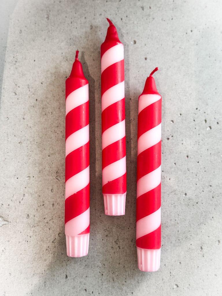 Dip Dye Kerze | Swirl rosa-rot