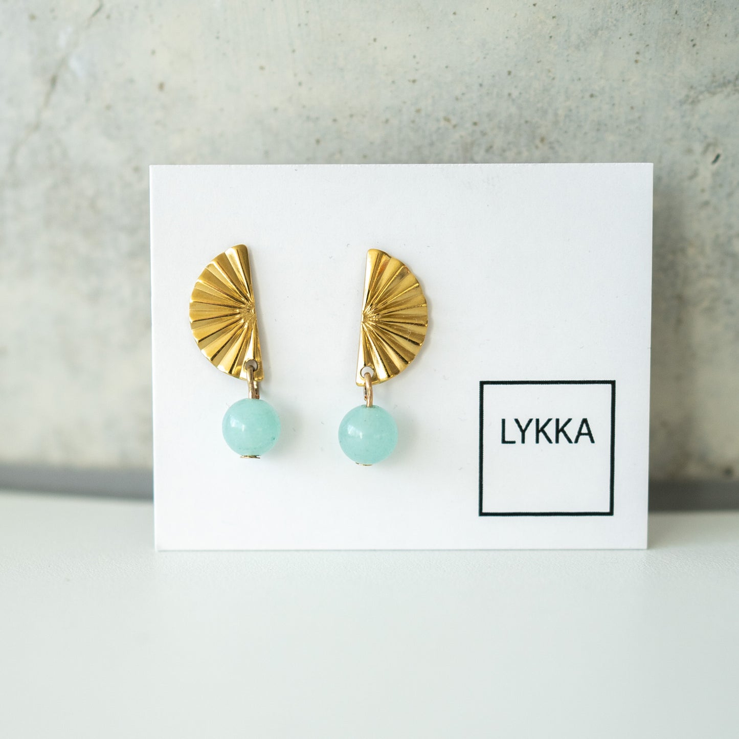 LYKKA Ohrringe "fan" - gold aqua