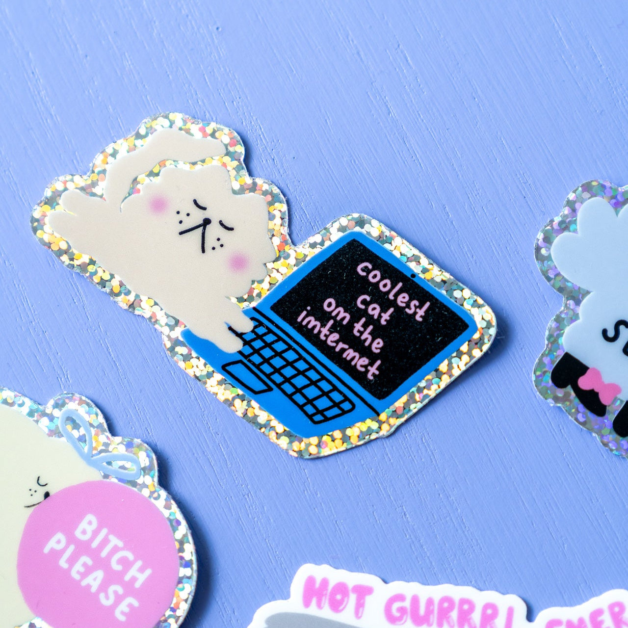 Glitzersticker "Coolest cat on the internet"