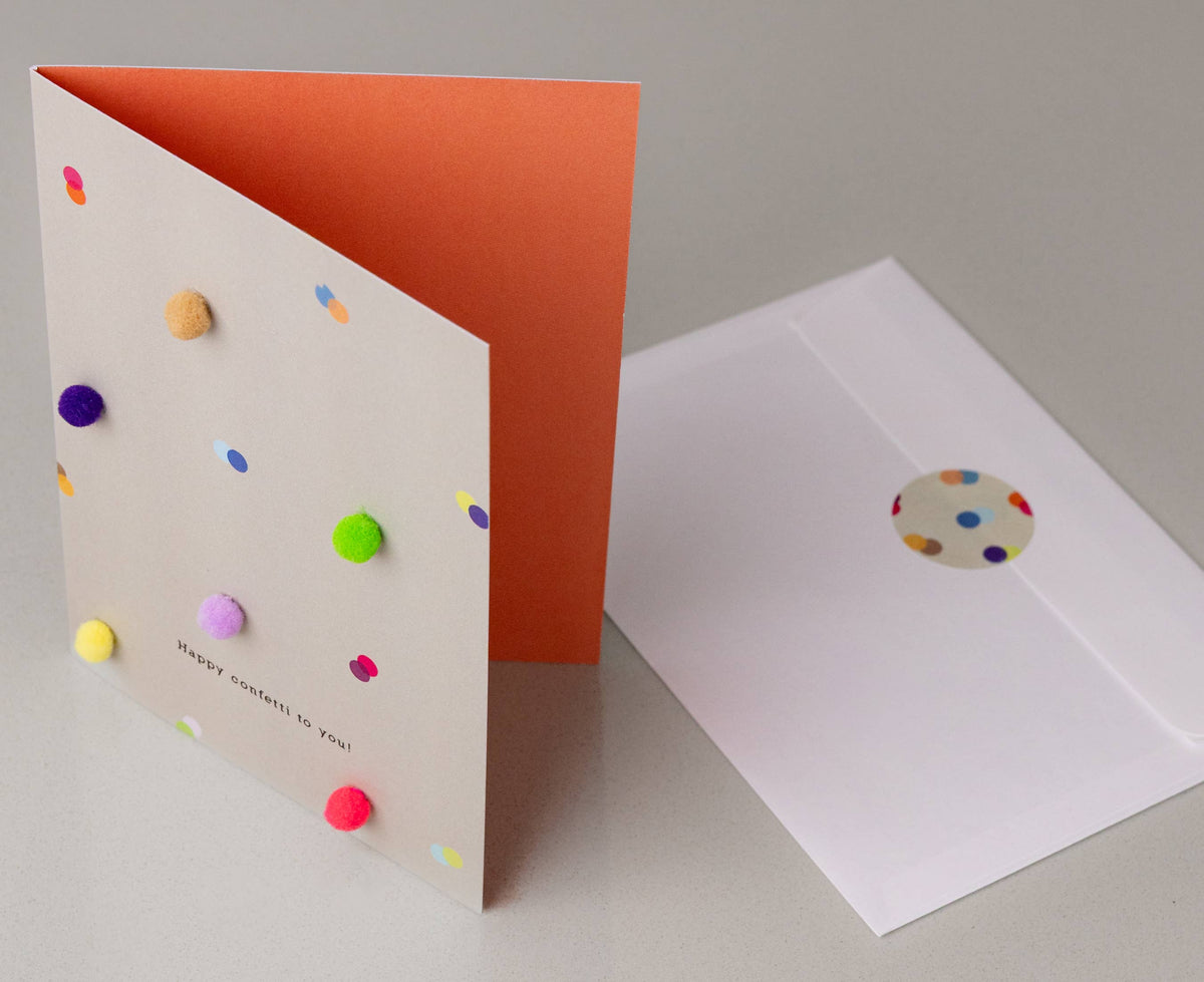 Klappkarte mit Pompons | Happy confetti to you