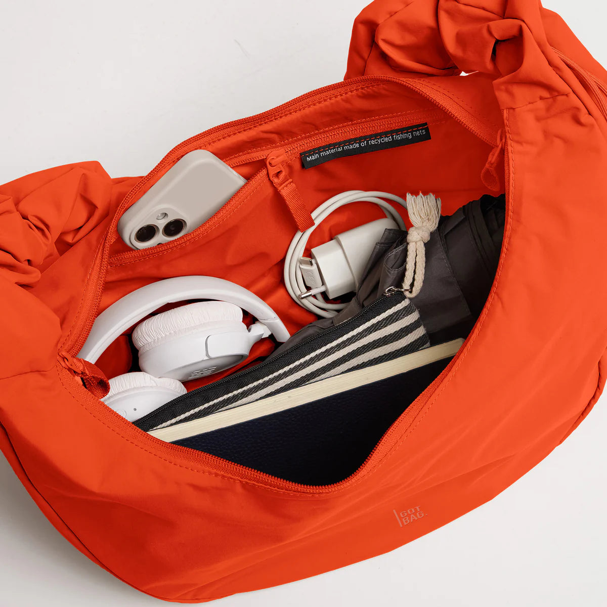 MOON BAG RUFFLE, hot coral