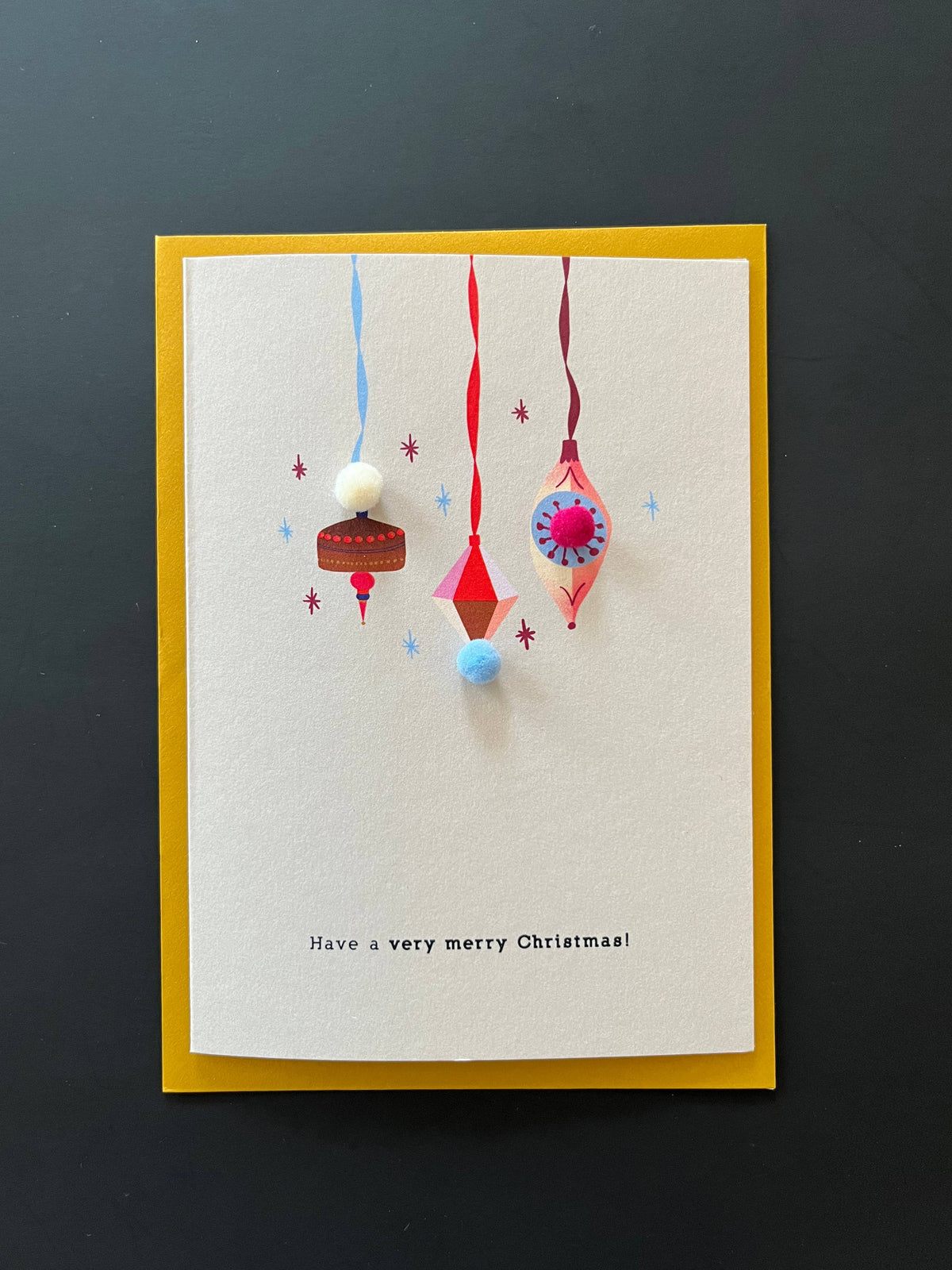 Klappkarte mit Pompons | Have a very merry Christmas