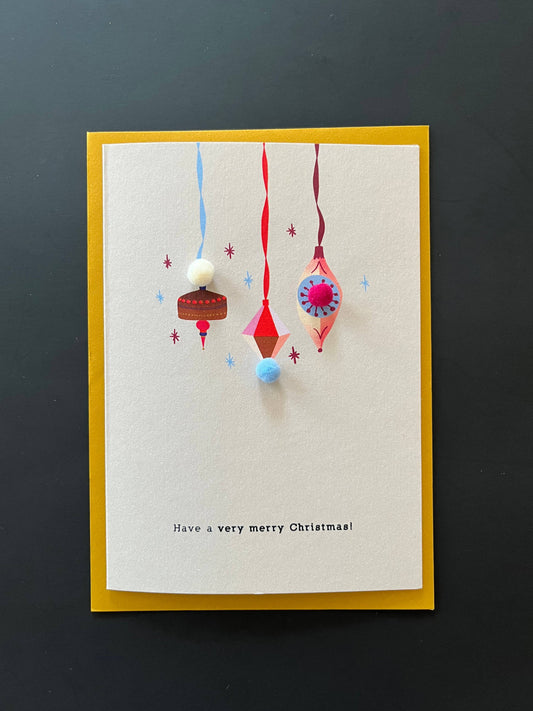 Klappkarte mit Pompons | Have a very merry Christmas