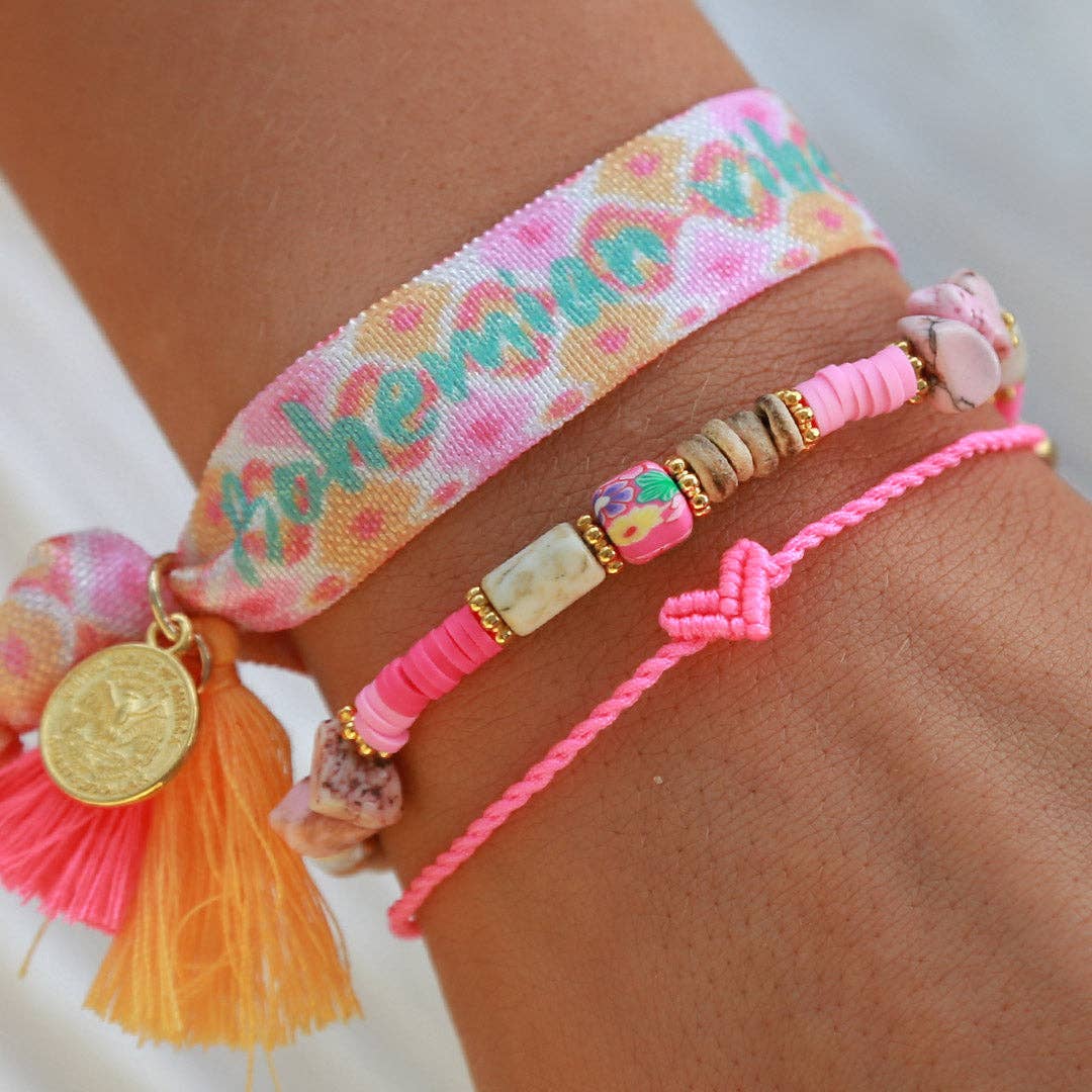 Love Ibiza Herz-Armband Pink - handmade