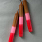 Dip Dye Kerze | braun-neonpink-rot