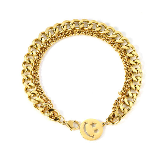2-reihiges Armband | chunky smiley 18-karat vergoldet