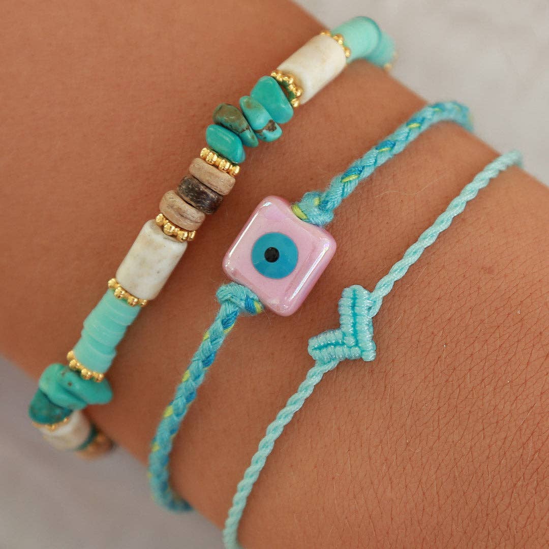 Love Ibiza Herzarmband hellblau - handmade