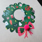 Klappkarte mit Pompons | Weihnachtskranz