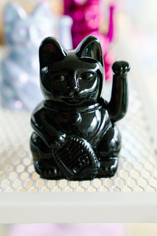 Winkekatze mini, special edition, shiny black