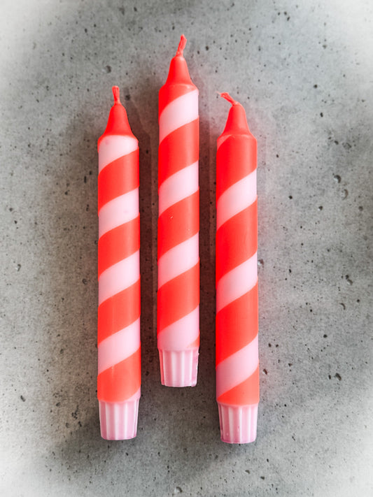 Dip Dye Kerze | Swirl neonorange-rosa