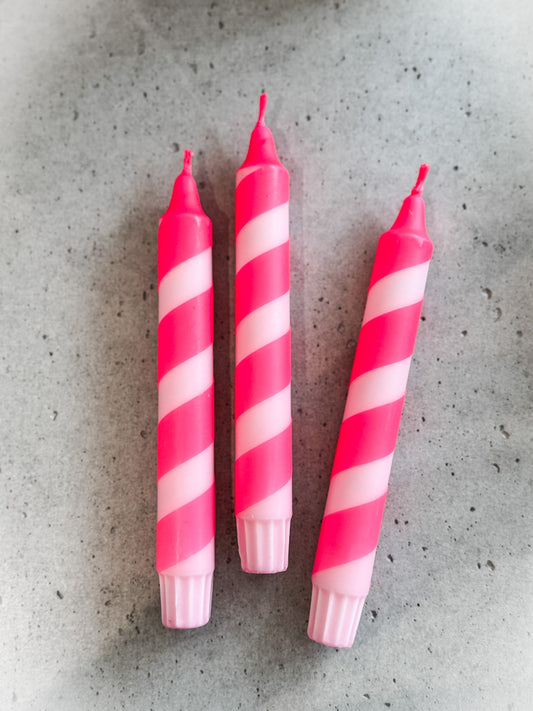 Dip Dye Kerze | Swirl neonpink-rosa
