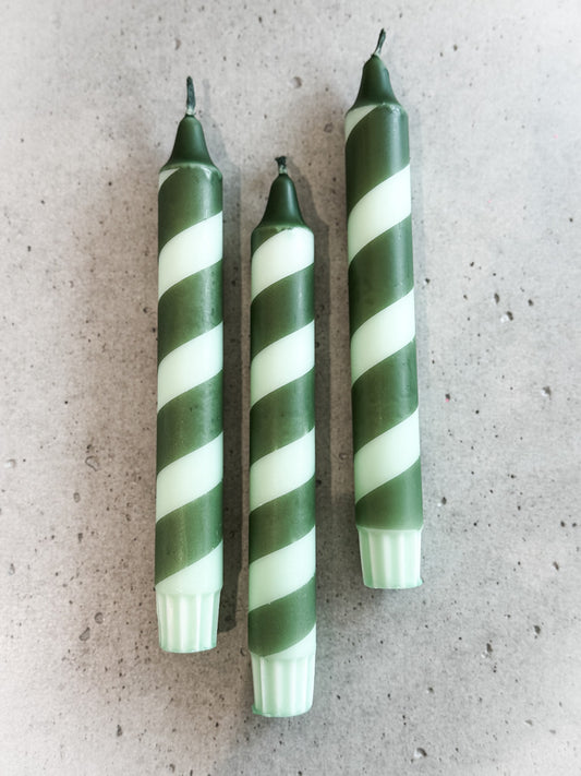 Dip Dye Kerze | Swirl mint-olive