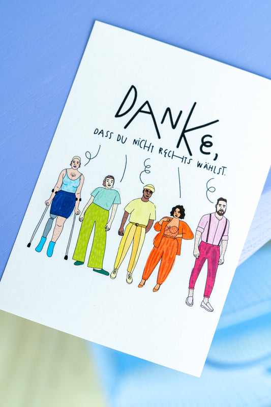 Danke, dass du nicht rechts wählst | Postkarte
