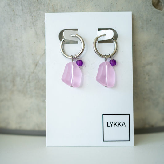 LYKKA Ohrringe "pebble big" - silber hell-lila purple