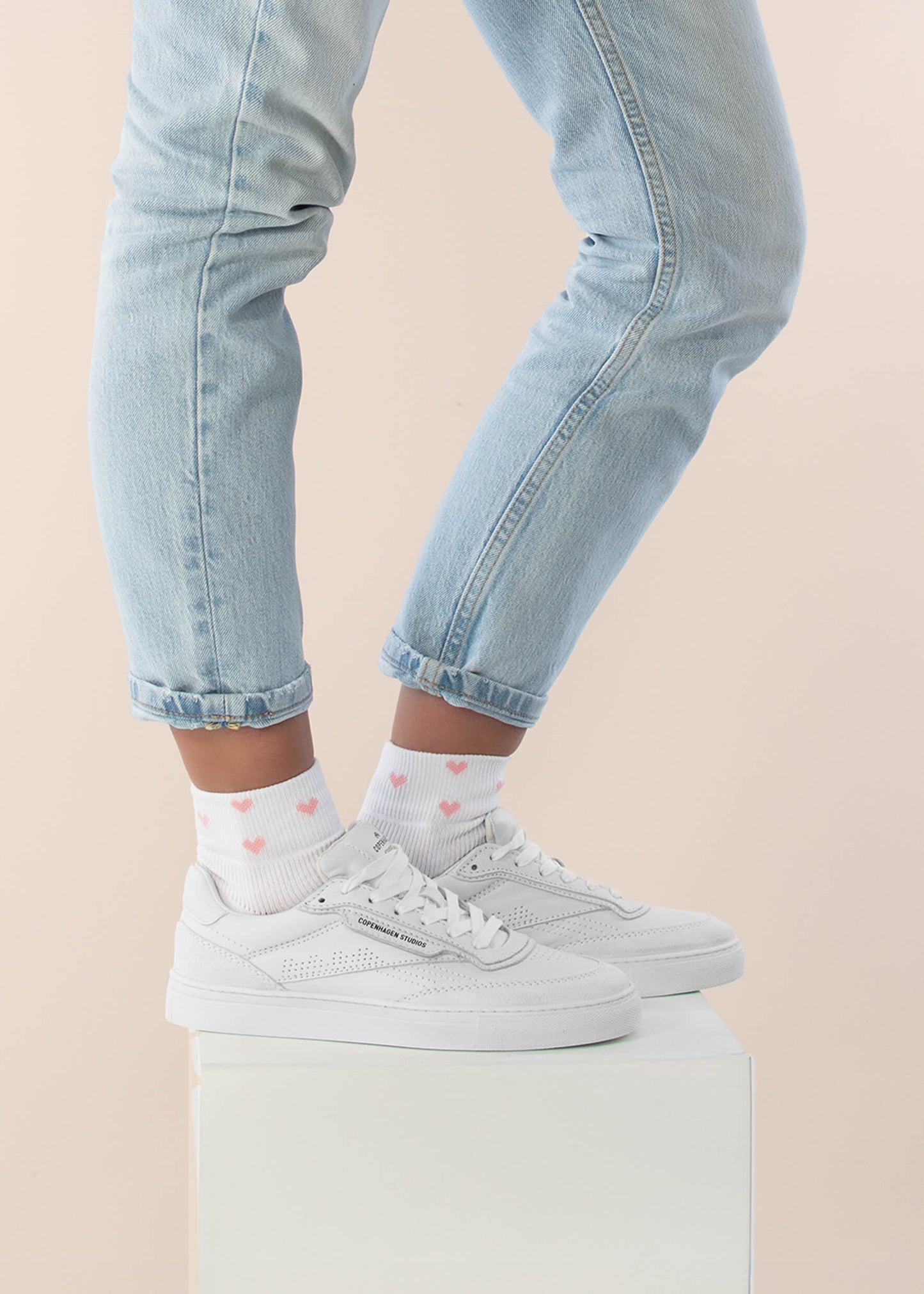 Pink Hearts | Sneaker Socken High