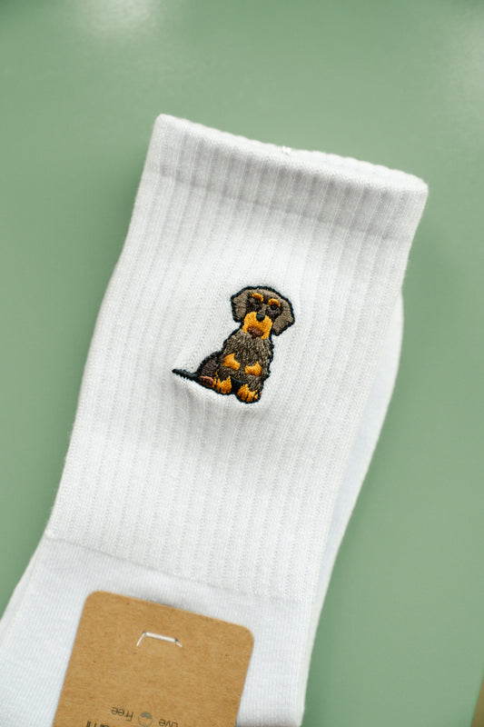 Socken "Langhaardackel" dunkel