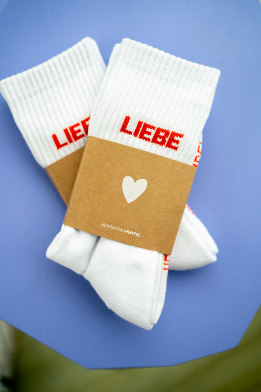 LIEBE weiß rot | Tennissocken