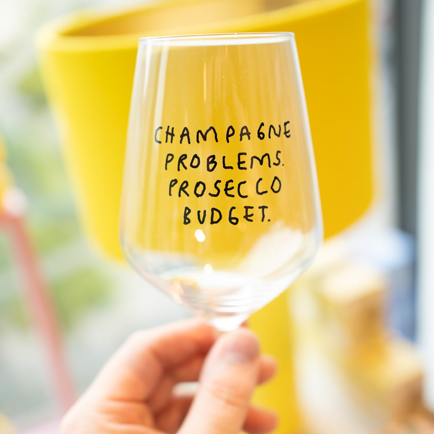 "Champagne Problems. Prosecco Budget." Weinglas by Johanna Schwarzer × selekkt