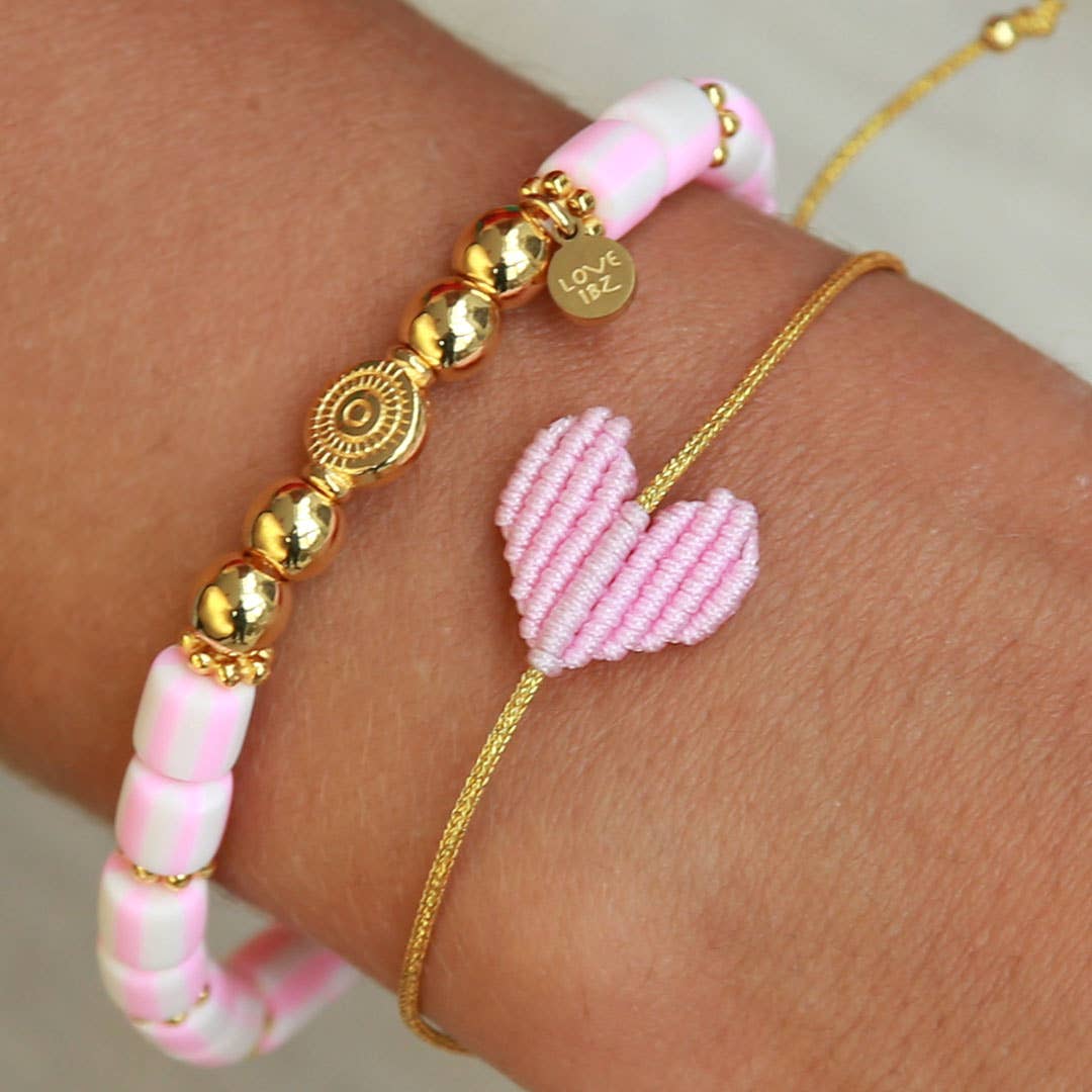 Love Ibiza Armband gold mit rosa Herz - handmade