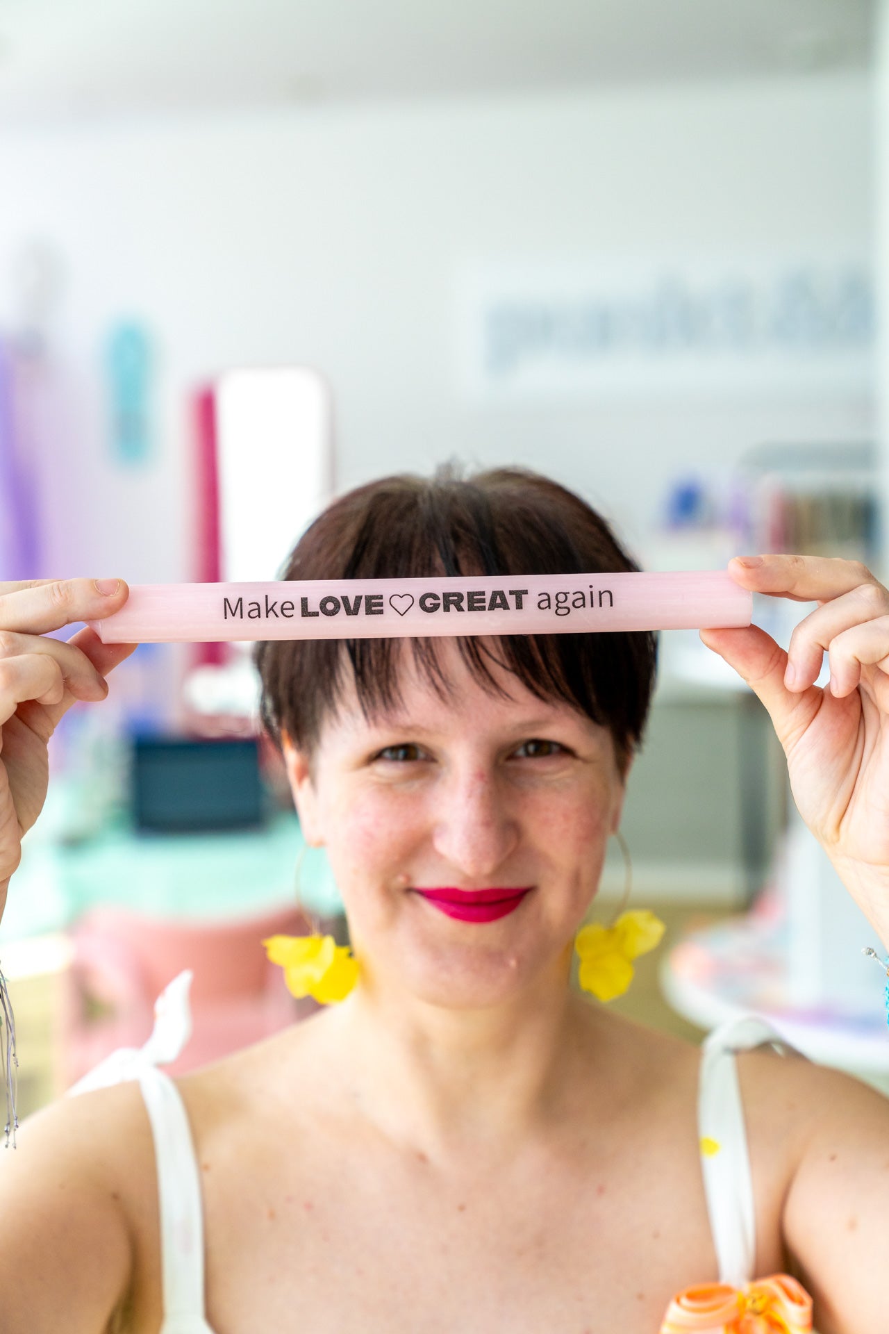 Stabkerze "Make love great again"