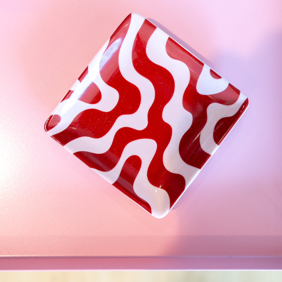 Keramiktellerchen swirl | rosa-rot
