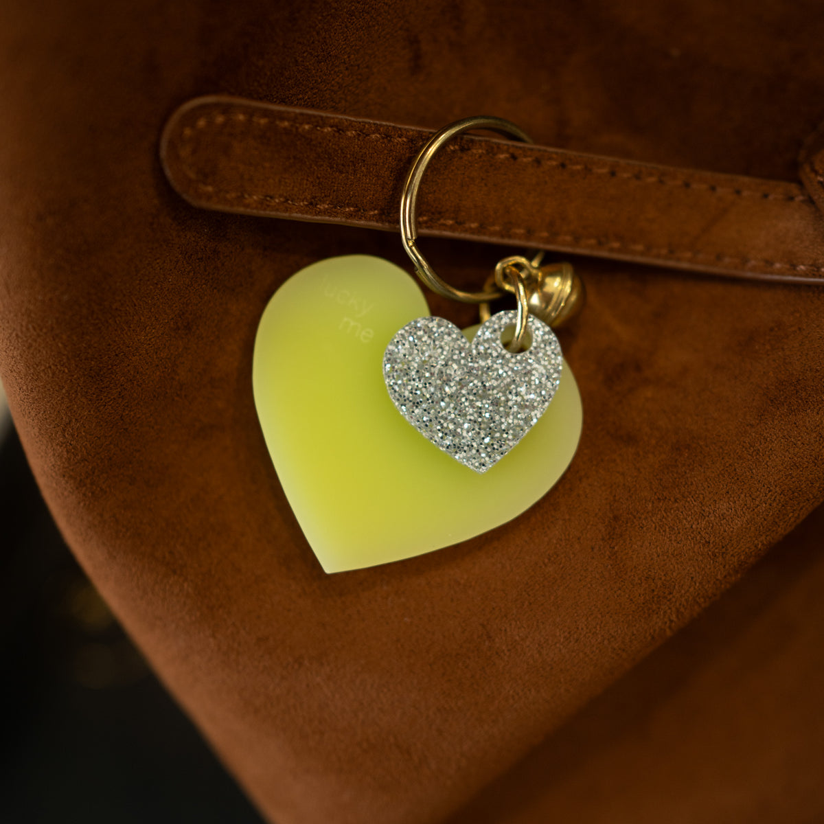 Taschenanhänger herz | neon silver glitter