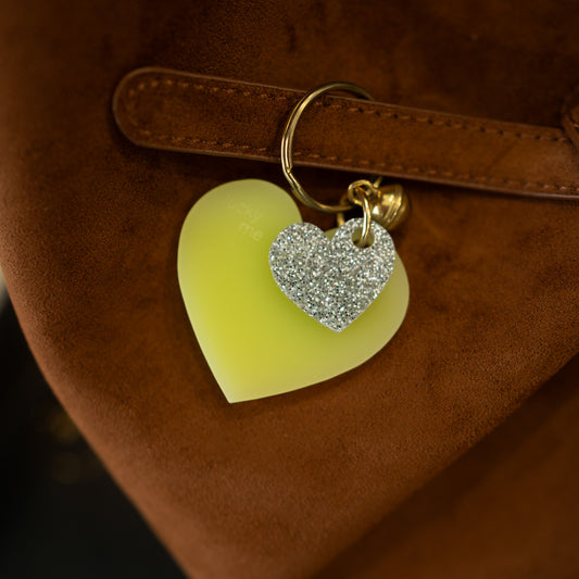 Taschenanhänger herz | neon silver glitter