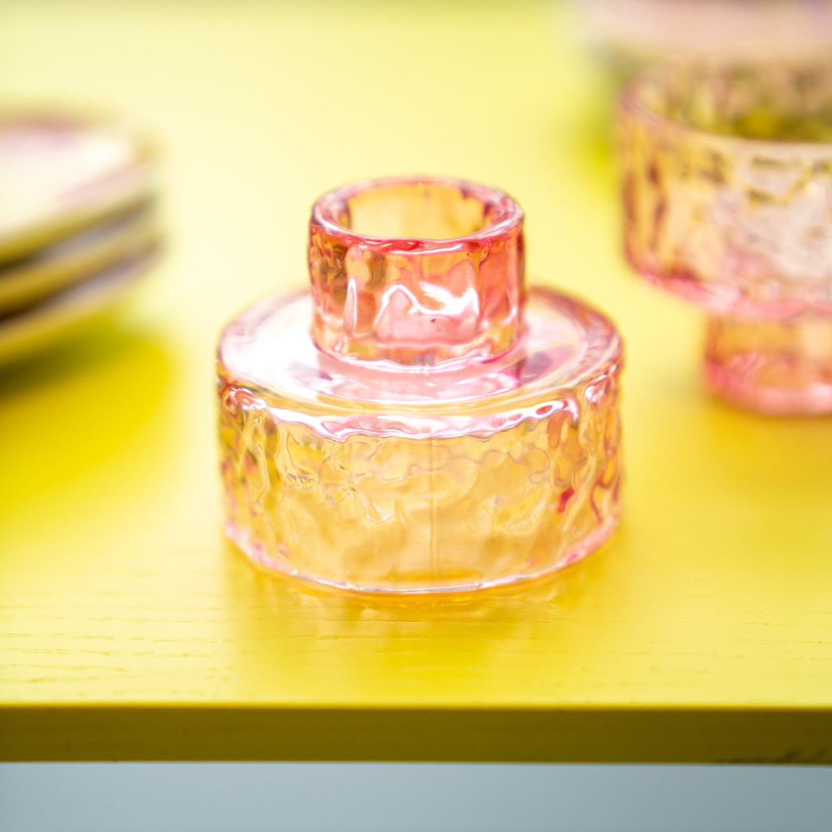 Kerzenhalter Glas | rosa