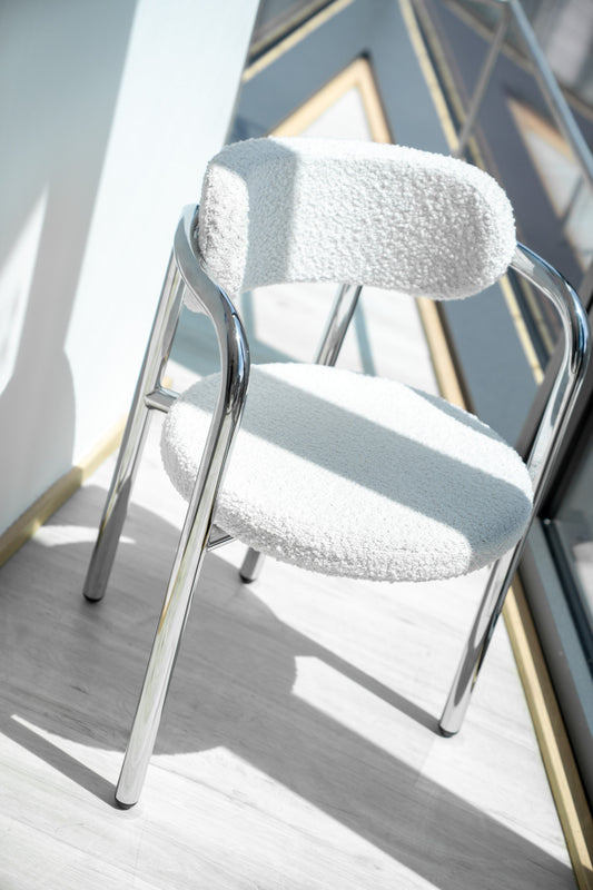Arm Chair 32 | chrom white teddy