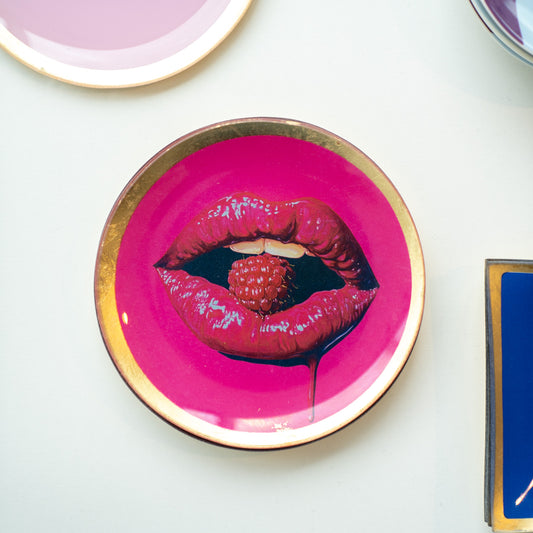 Glasteller, love plates | raspberry lips